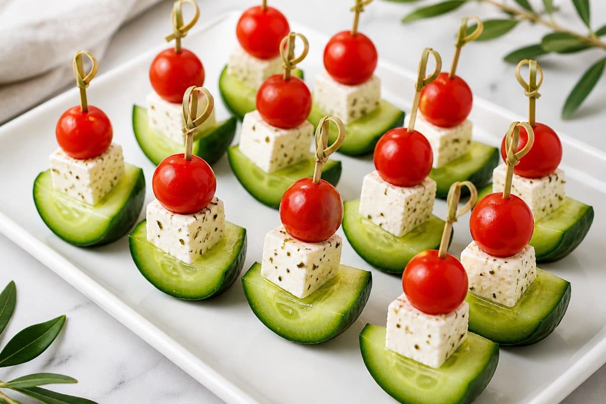 Griekse Feta & Komkommer Spiesjes