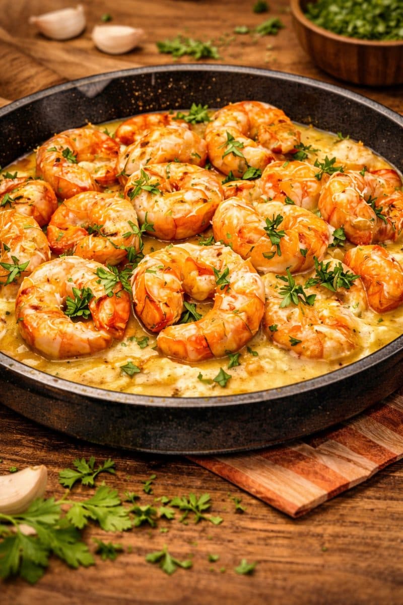 Creamy Knoflookboter Garnalen uit de Pan