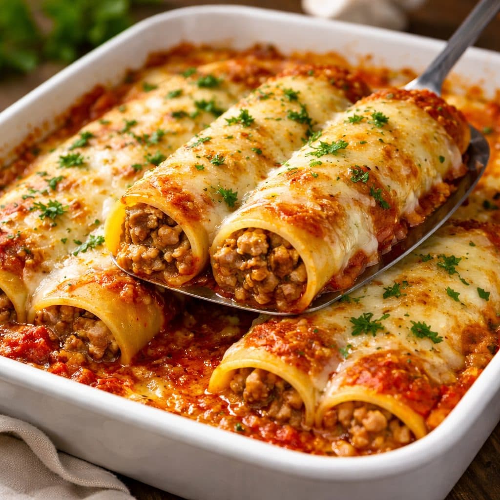 Cannelloni (gevulde pastarollen uit de oven)