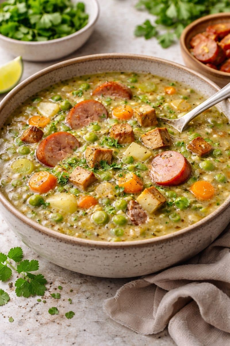 Vegan erwtensoep (plantaardige snert)