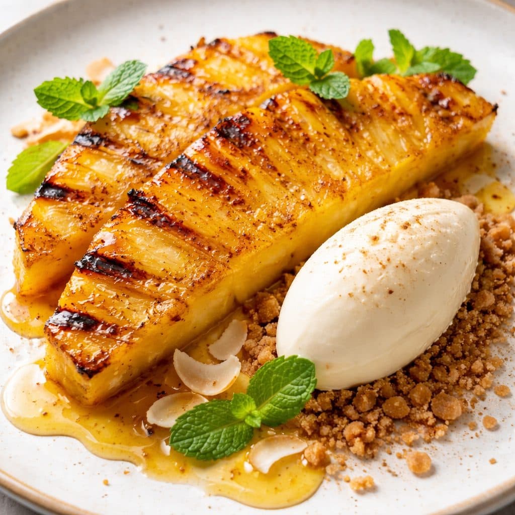 Gegrilde ananas met honing en kaneel