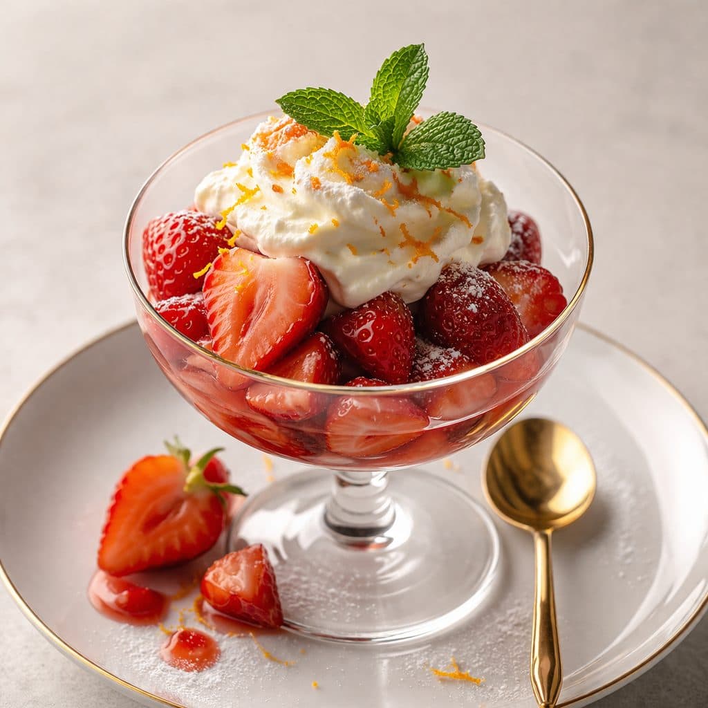 Aardbeien Romanoff (klassiek luxe dessert)