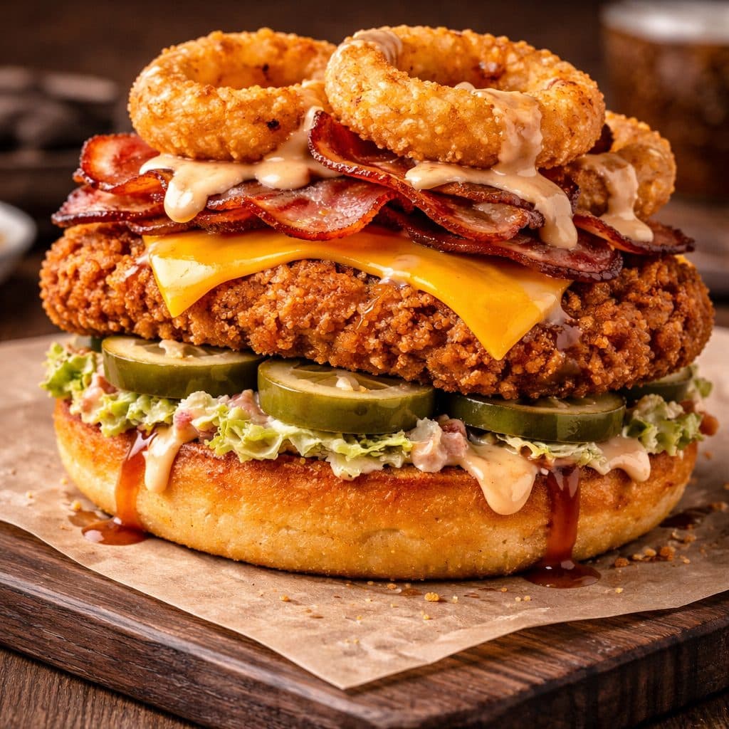 Loaded chicken burger (cheesy & crunchy)