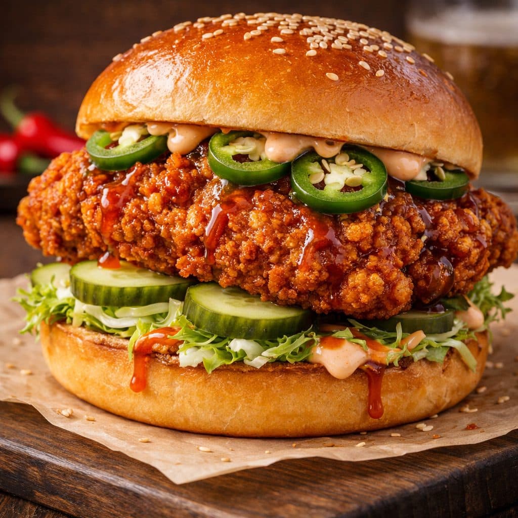 Spicy chicken burger