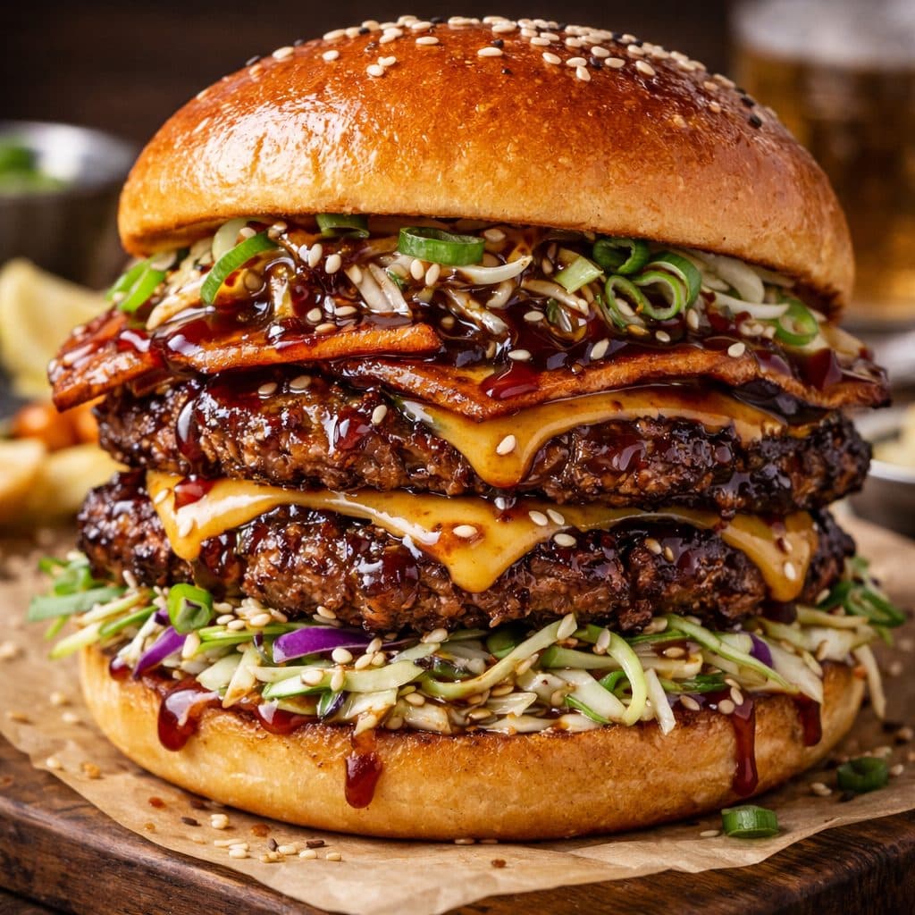 Aziatische smash burger (teriyaki & sesam)