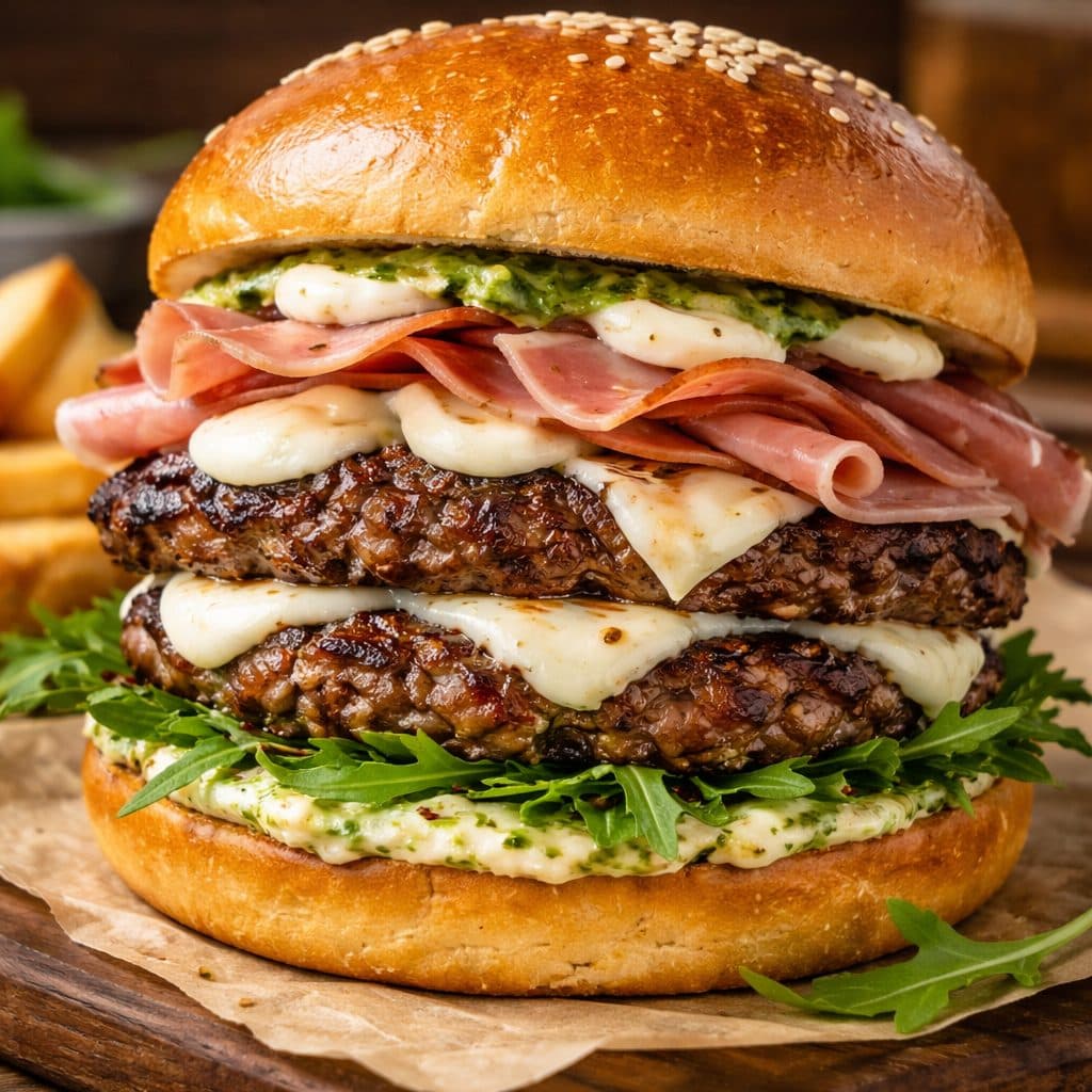 Italiaanse smash burger (Parma & pesto)
