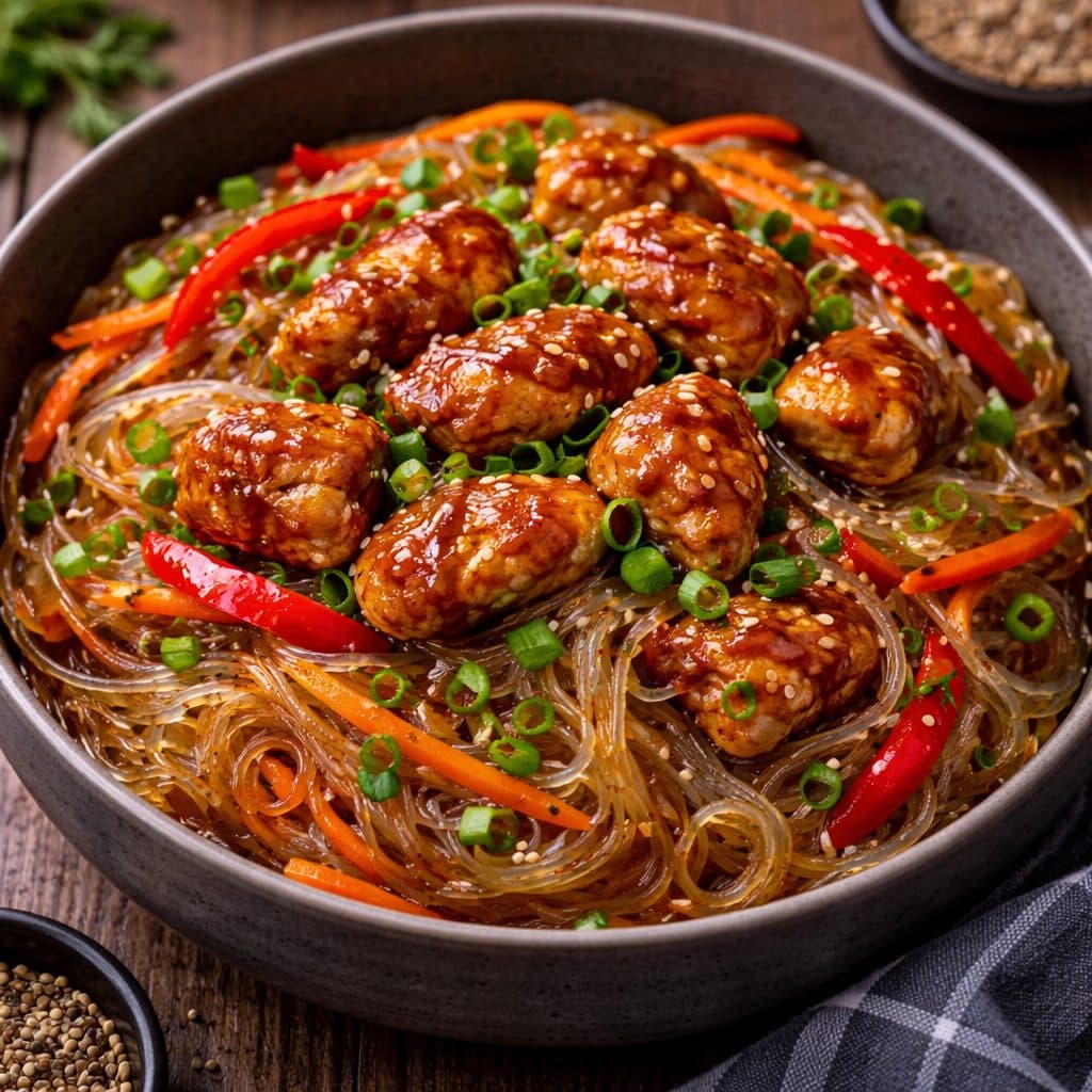 Kip teriyaki met glasnoedels