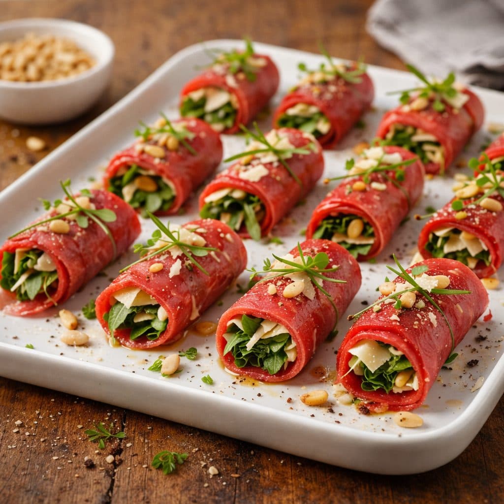 Carpaccio rolletjes met Parmezaan
