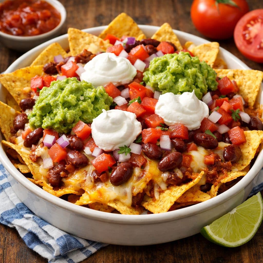 Nachos met kaas, kidneybonen & guacamole en deze
