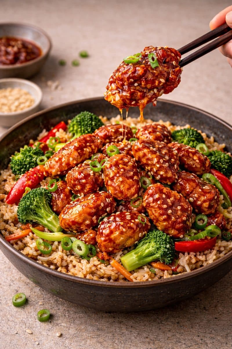 Sticky Gochujang Kip met Groenten