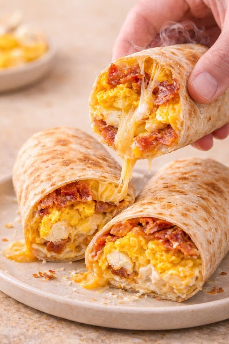 Wrap met ei, bacon & gesmolten kaas