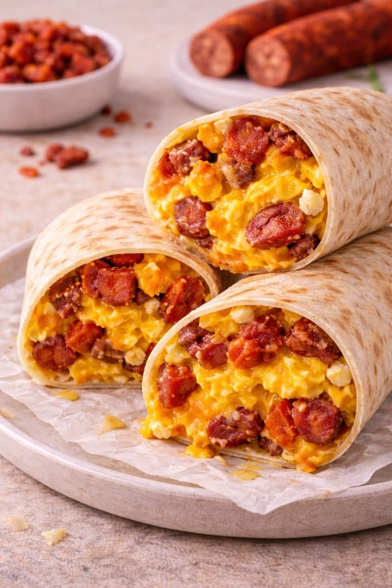 Wrap met chorizo & ei