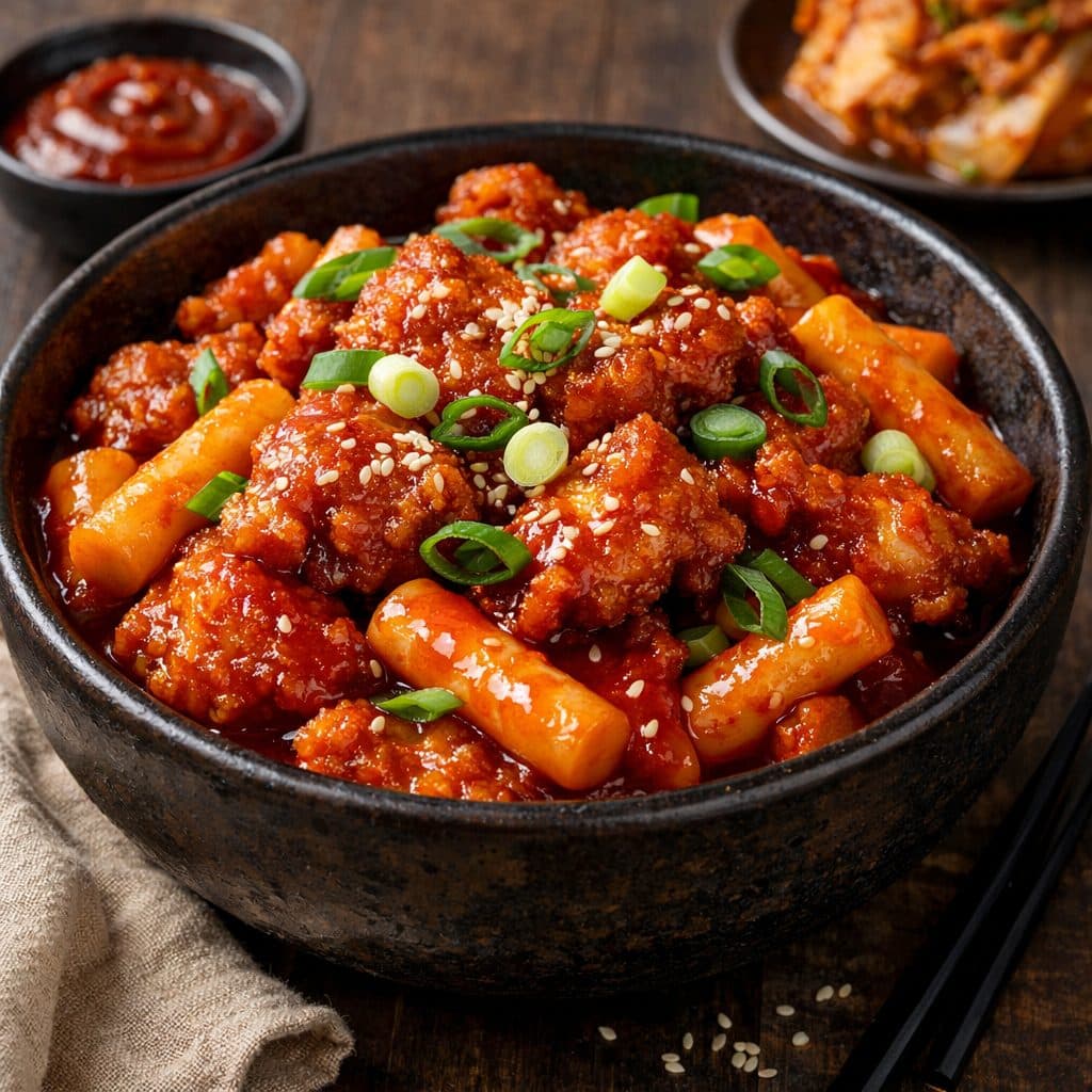 Korean Hot & Sweet Chicken met Tteokbokki-saus