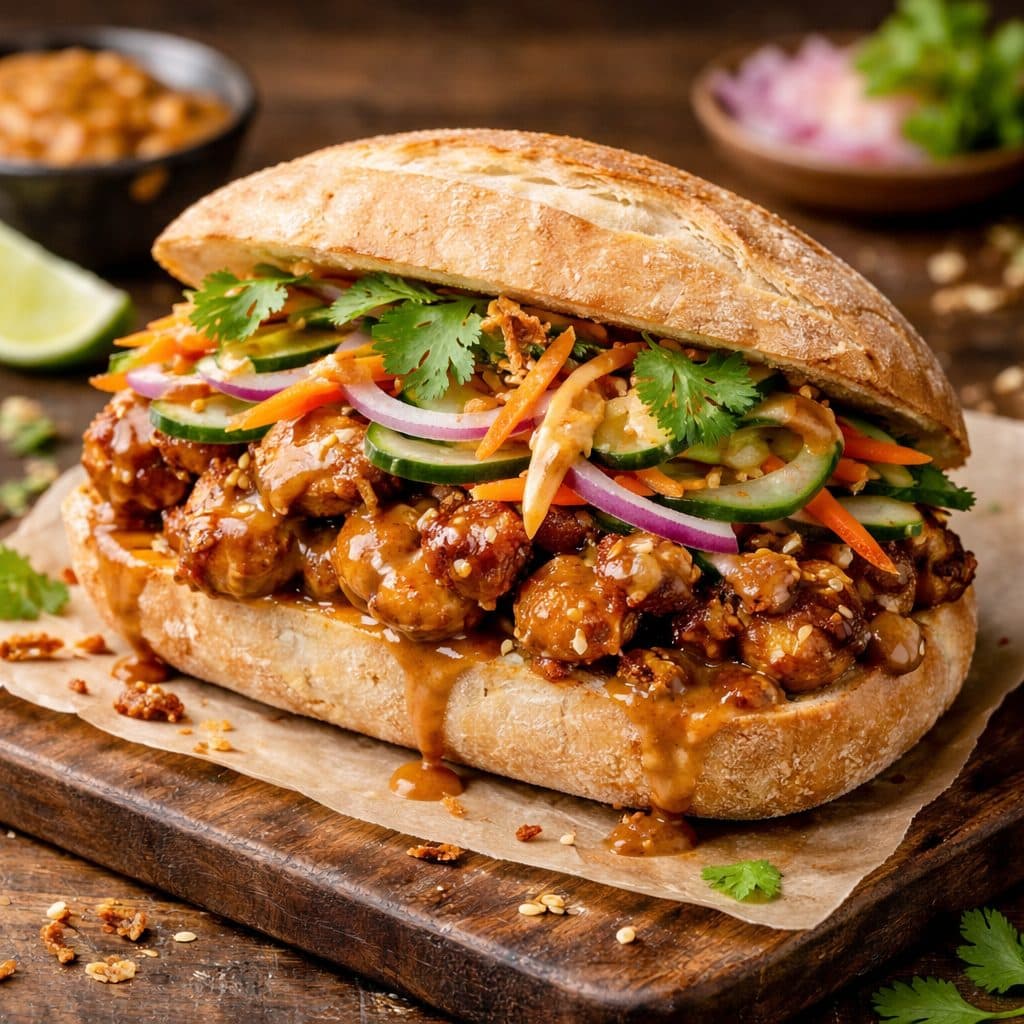 Broodje Kipdij Saté (streetfood stijl)