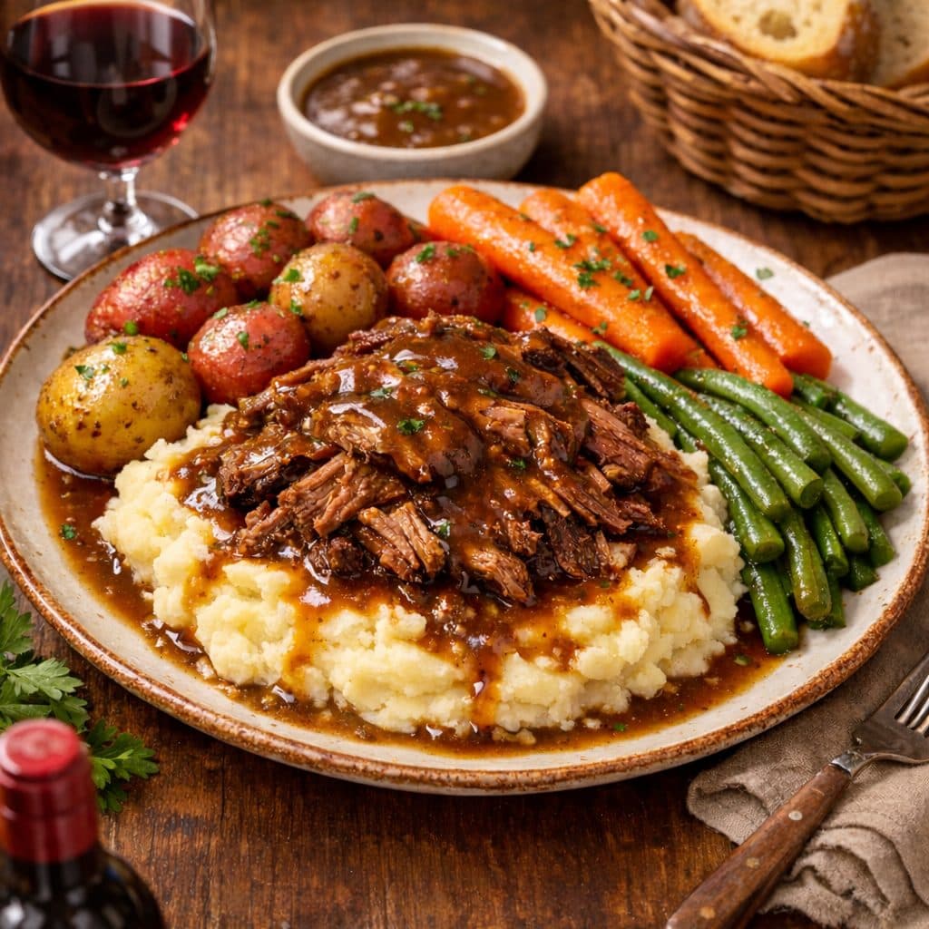 Slowcooker Stoofvlees met Aardappelpuree en Groenten