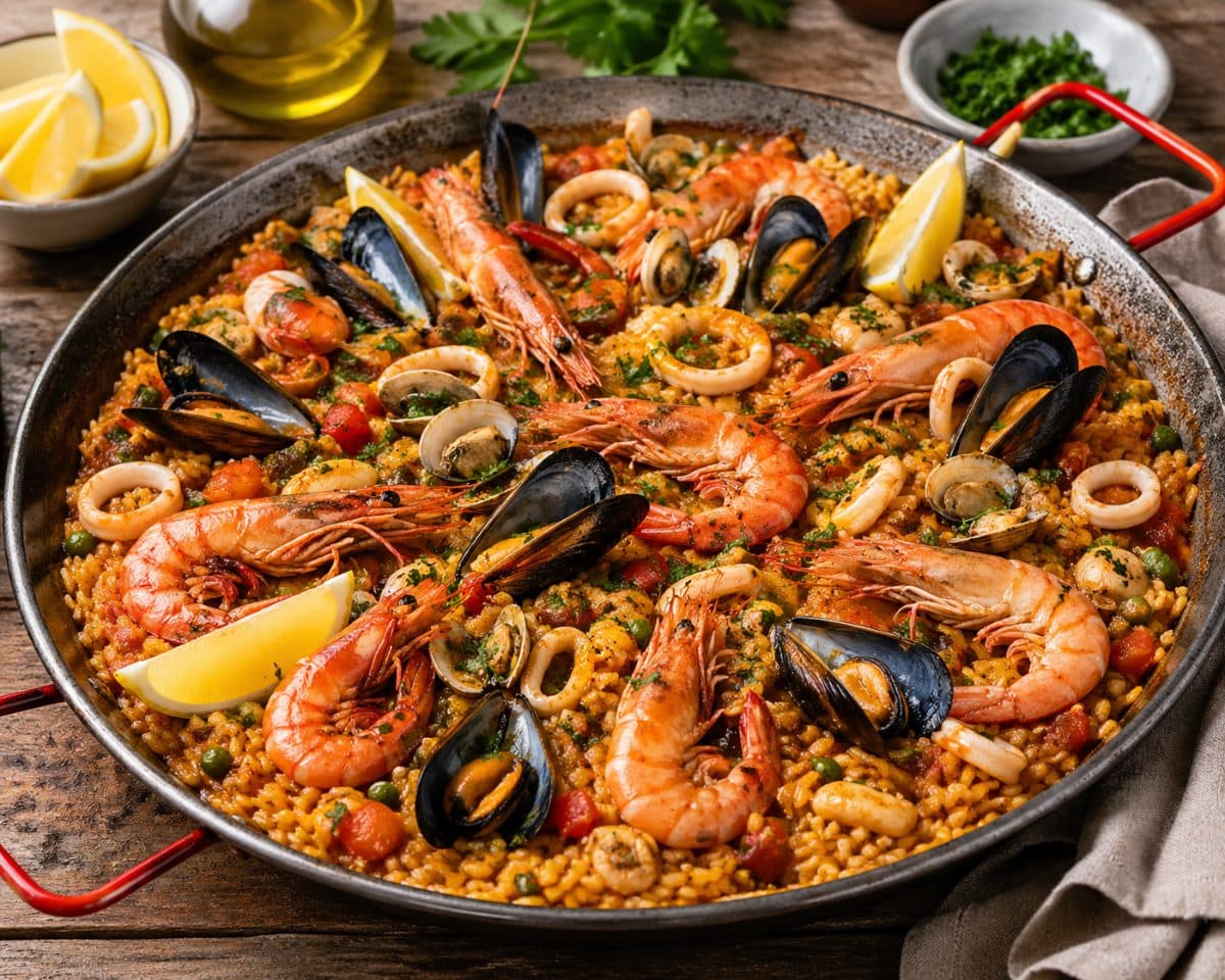 Paella met zeevruchten