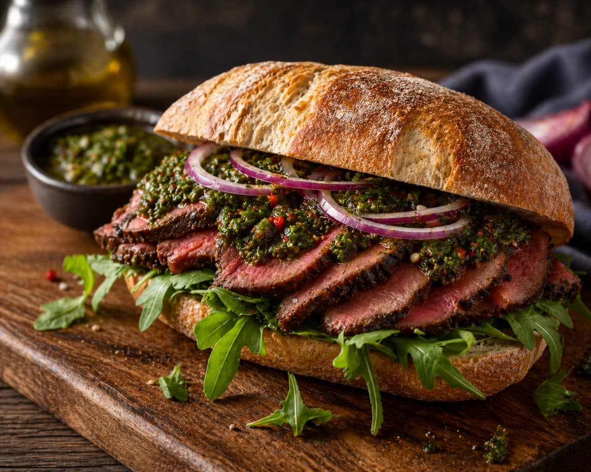 Broodje gerookte ribeye met chimichurri