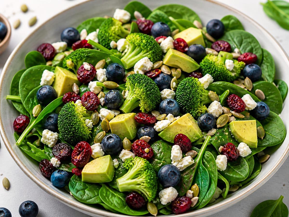 Blueberry Broccoli Spinaziesalade
