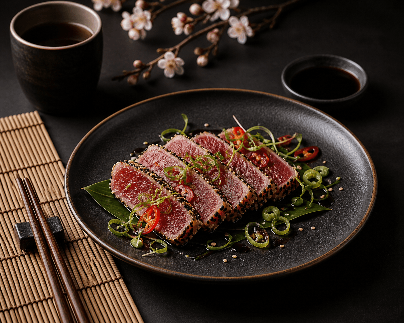 Pittige tonijn tataki met sesam & chili: