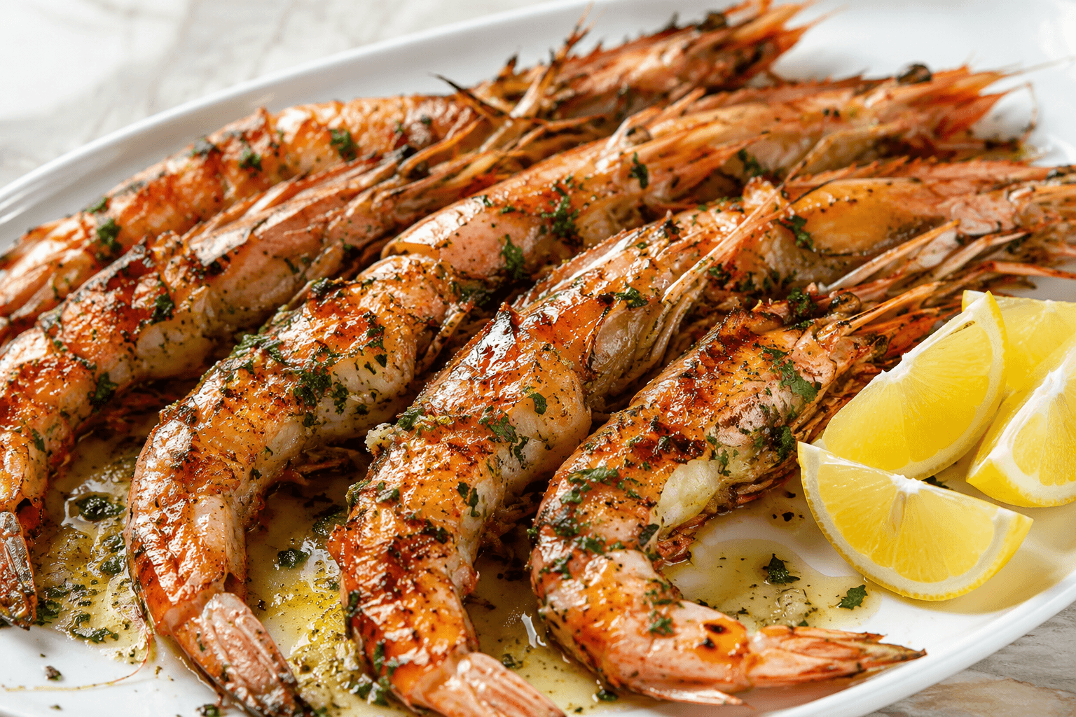 Gamba's van de grillplaat.