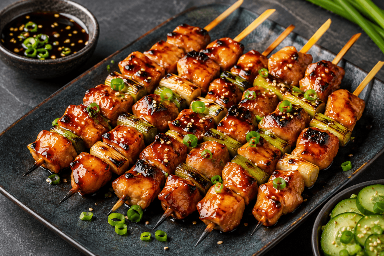 Traditionele yakitori spiesjes.