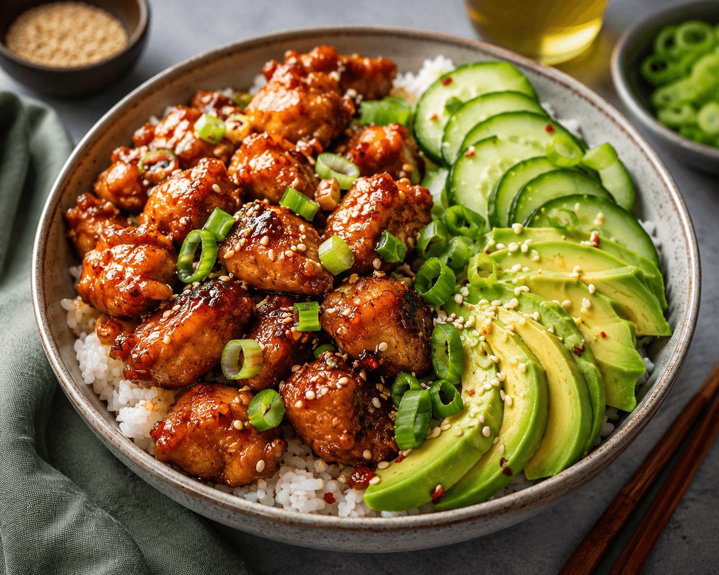 Crispy Hot Honey Chicken Bowl.