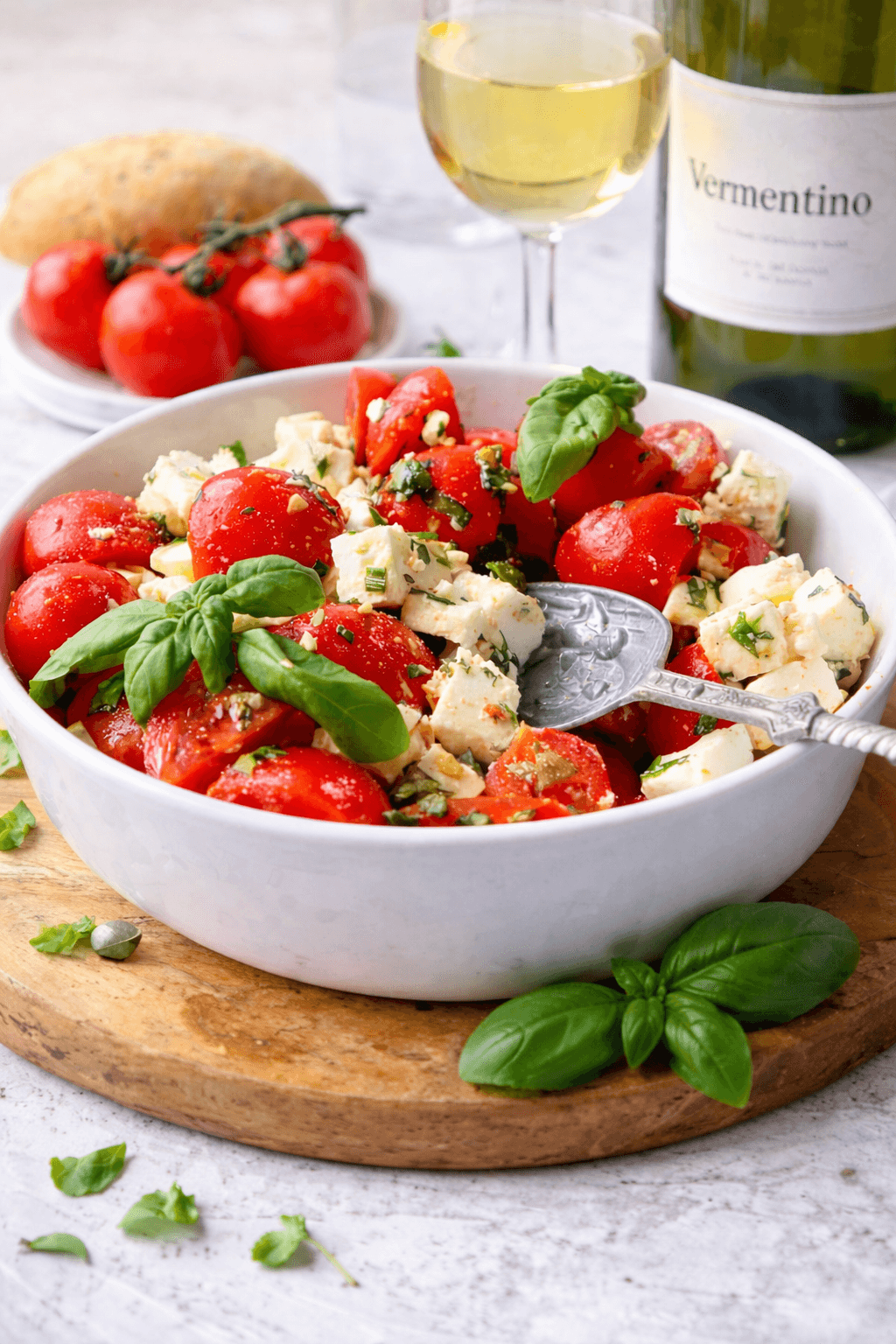 Gemarineerde Tomaten Feta Salade.