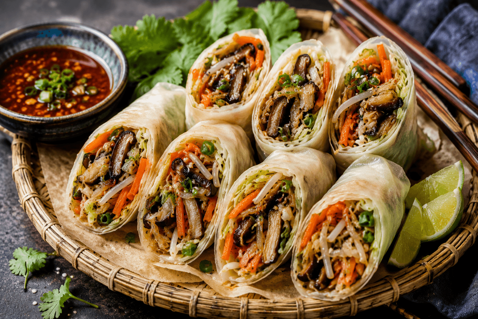 Vegetarische Loempia met Shiitake en Taugé (10 stuks).
