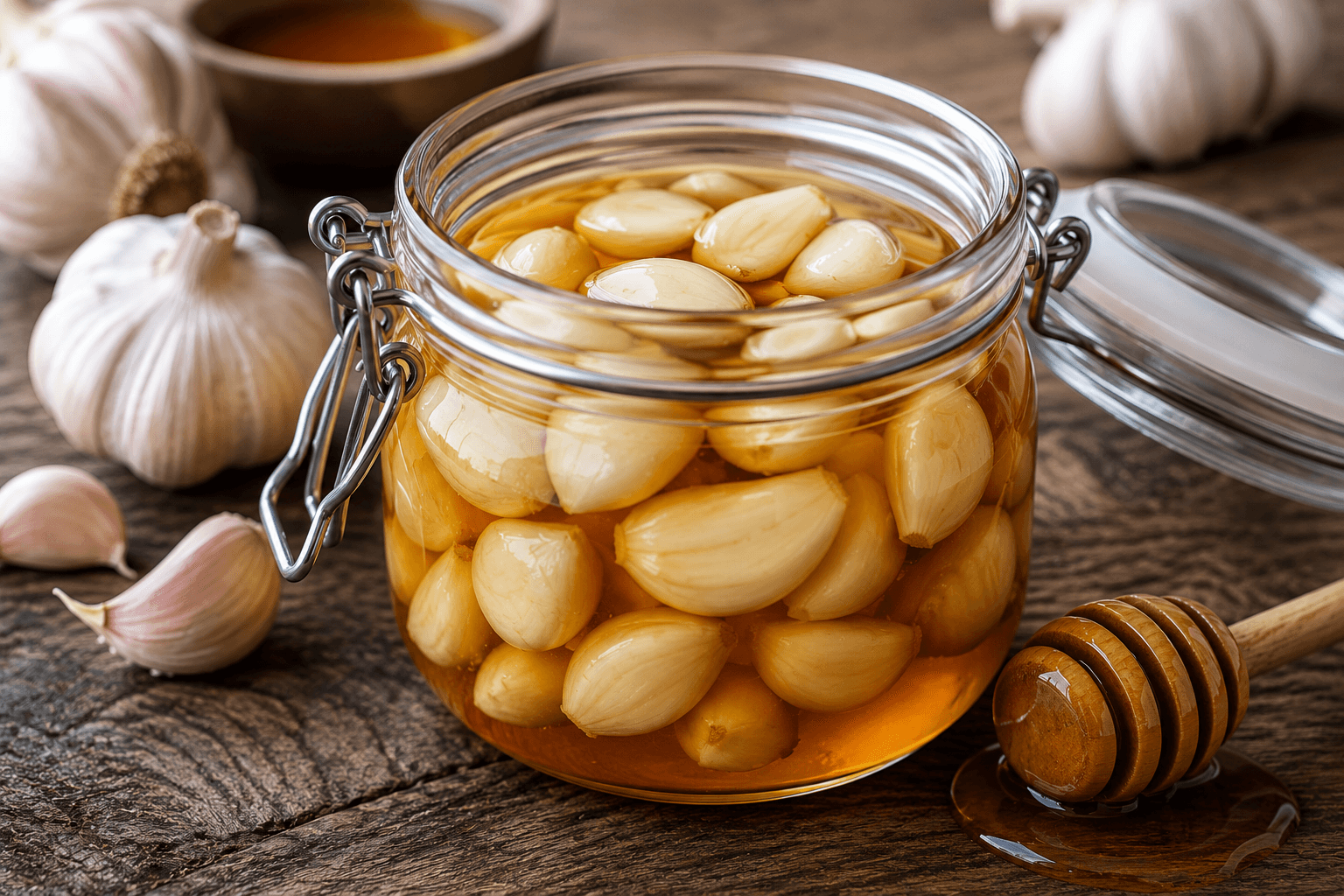 Knoflook in honing (honingferment).