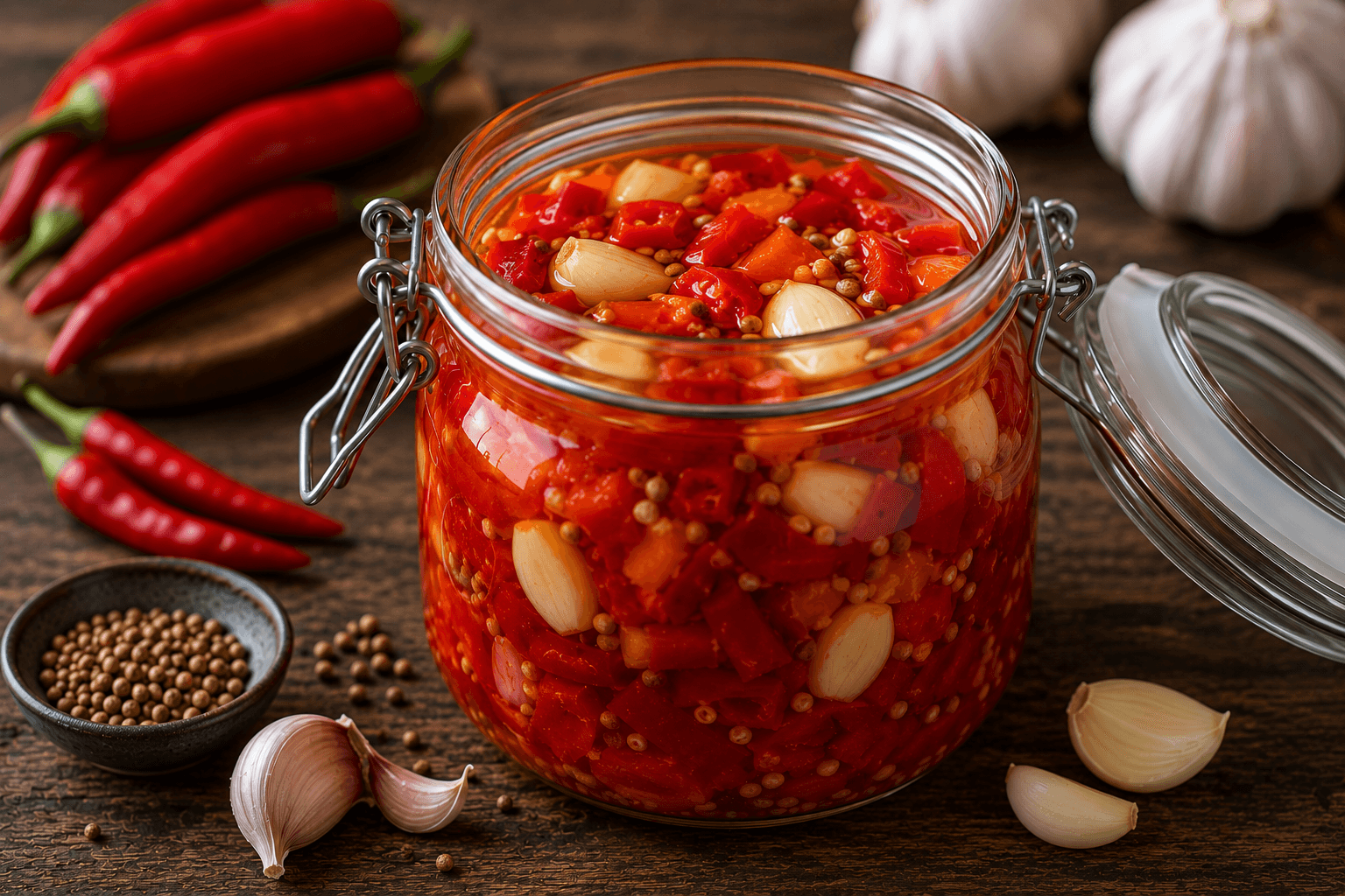 Pittige chiliferment (basis voor hot sauce).