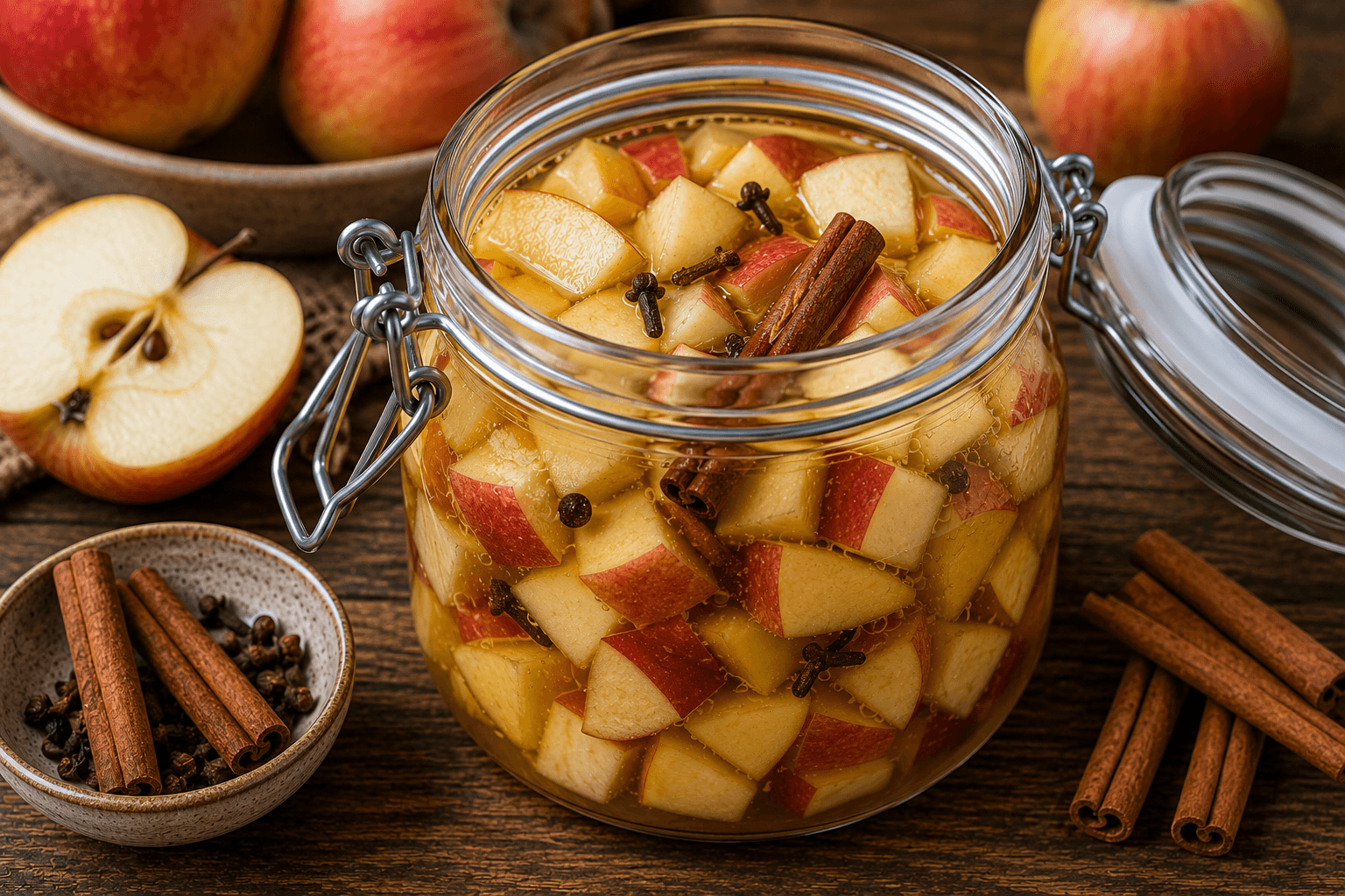 Gefermenteerde appel met kaneel.