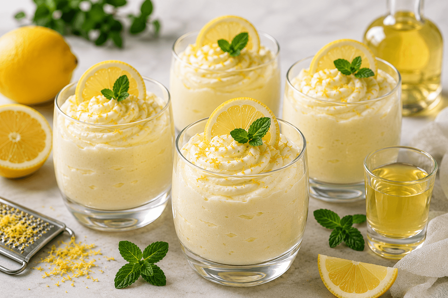 Romige Citroenmousse met Limoncello.