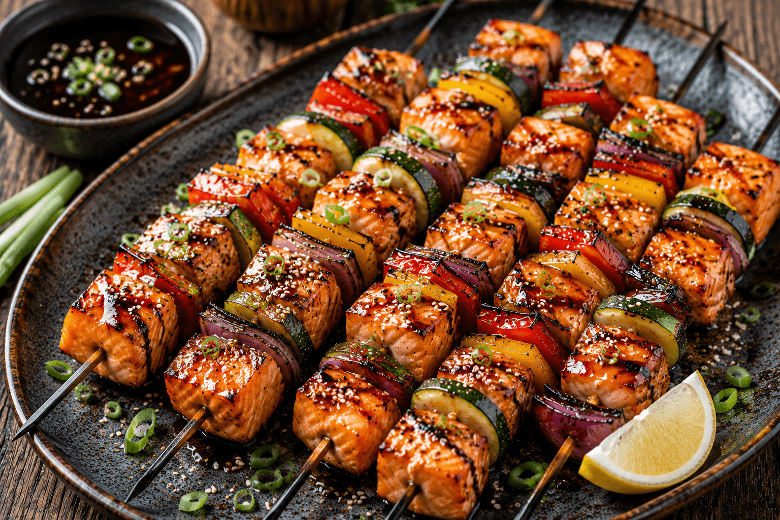 Teriyaki Zalmspiesen.