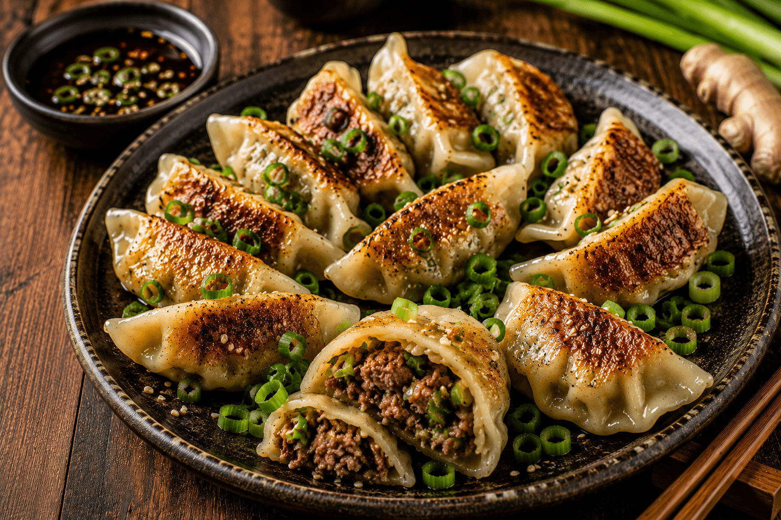 Dumplings met Rundvlees en Lente-ui.