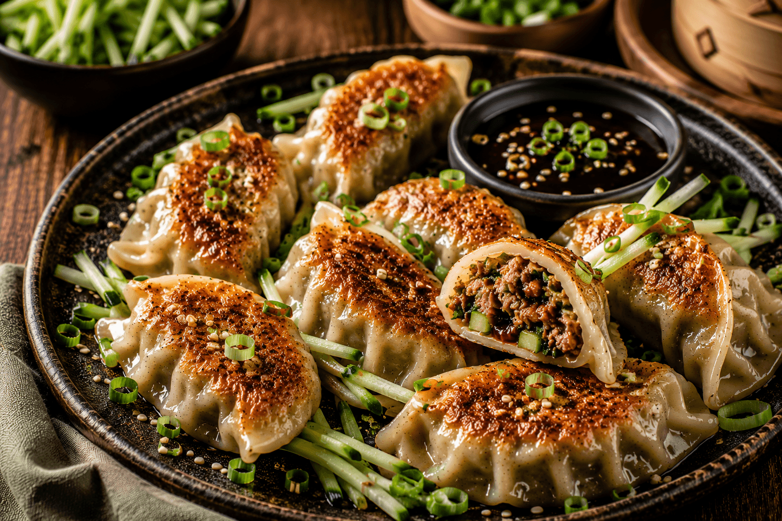 Dumplings met Pekingeend en Komkommer.