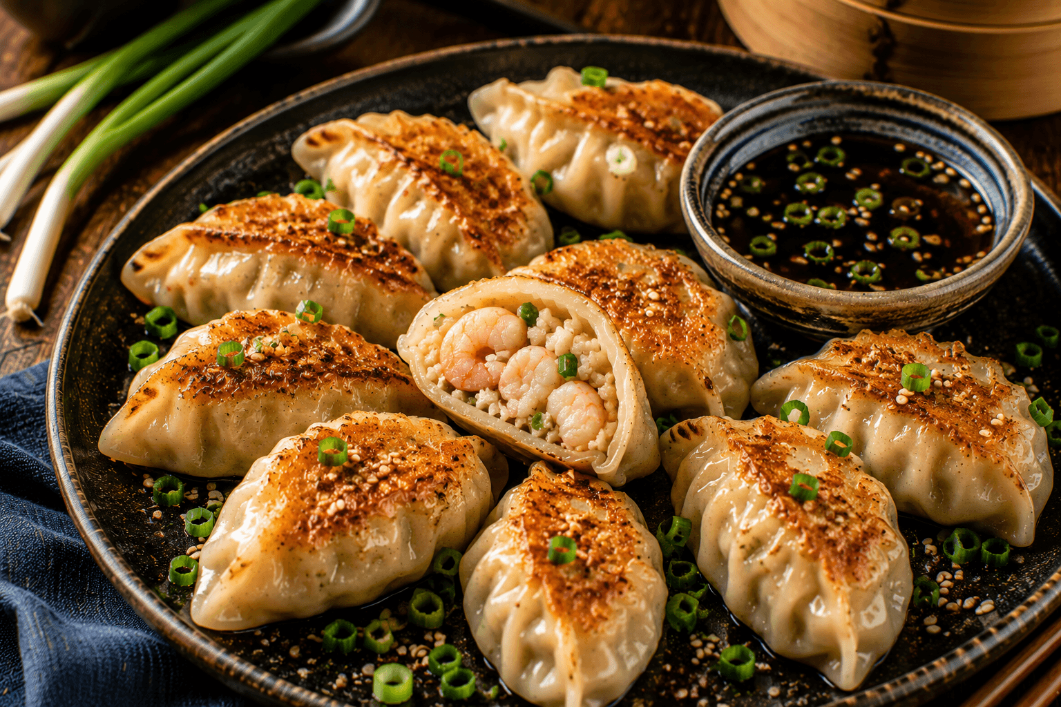 Garnalen- en Waterkastanje Dumplings.
