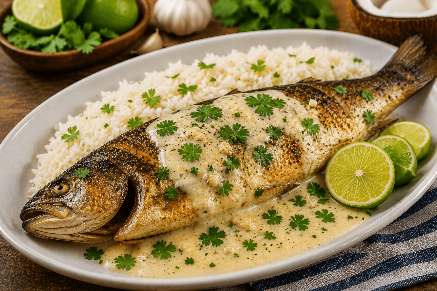 Forel met Kokos-Limoensaus.