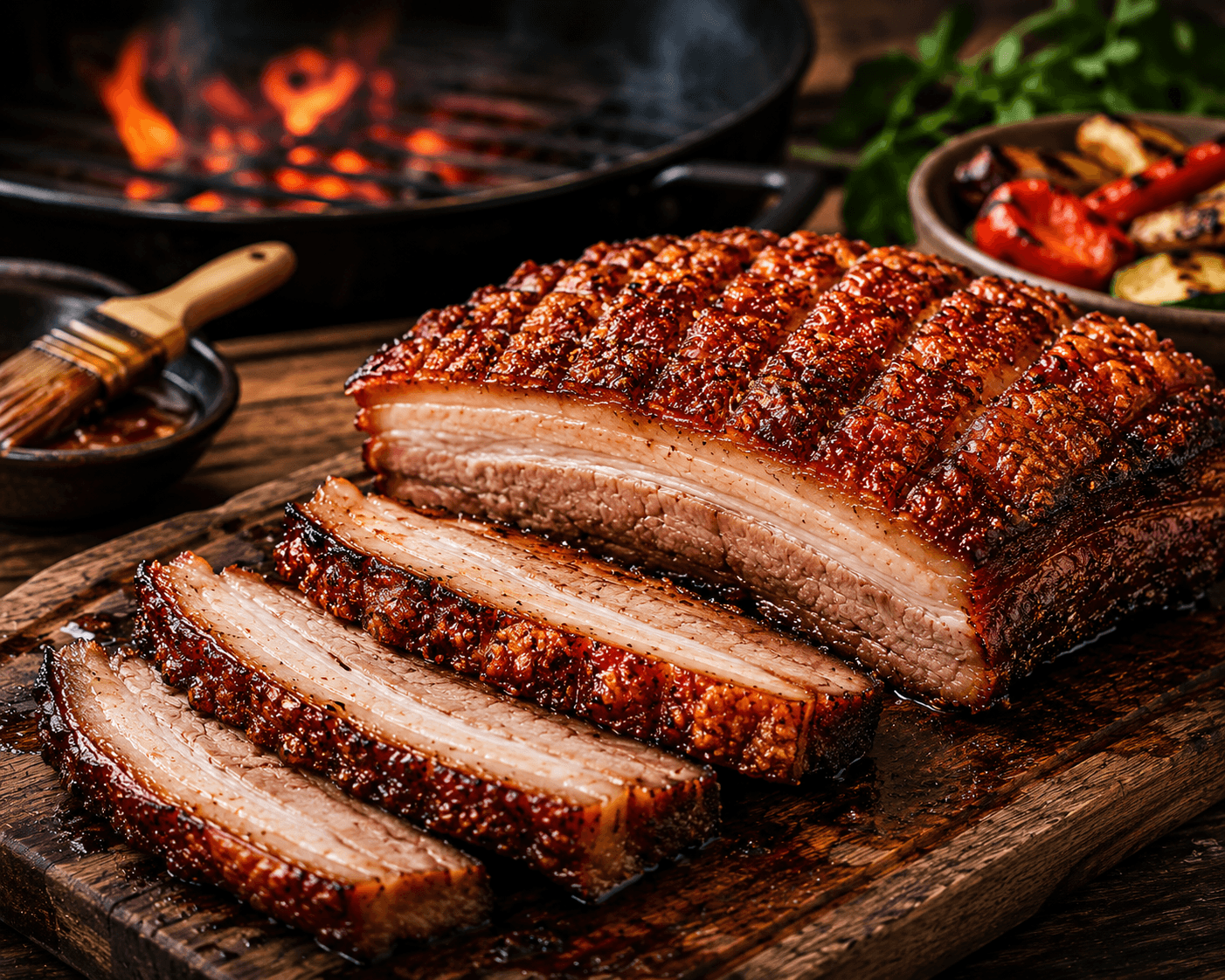 Buikspek van de BBQ met krokante korst.