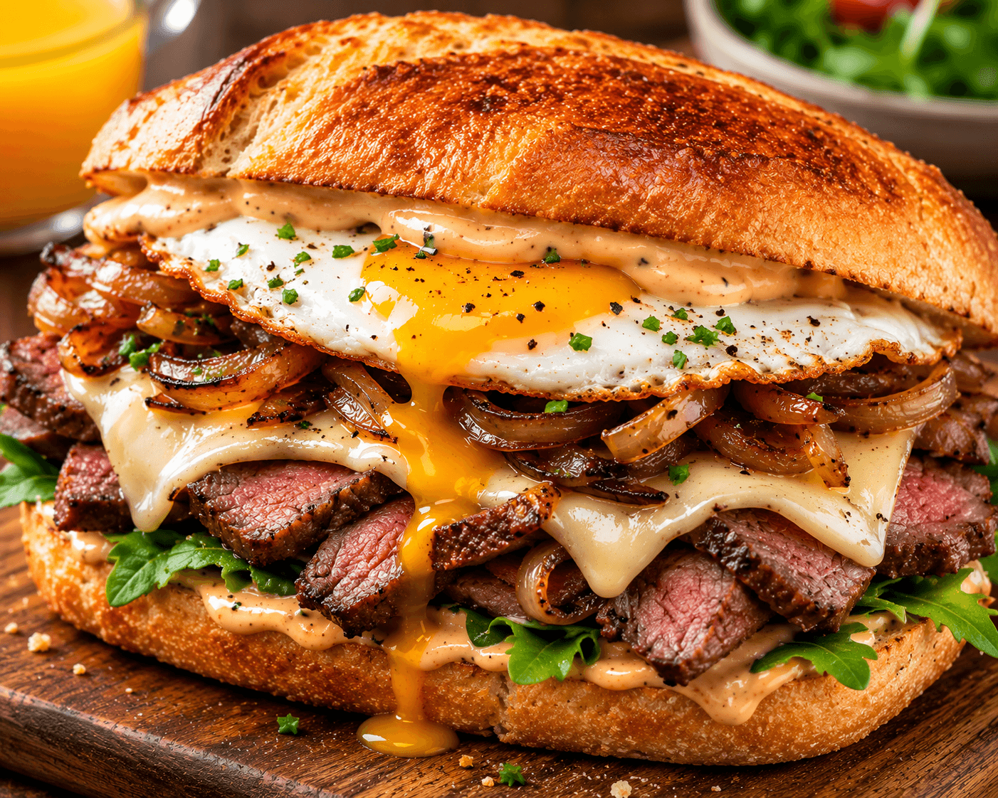 Steak-Ei Ontbijtsandwich.