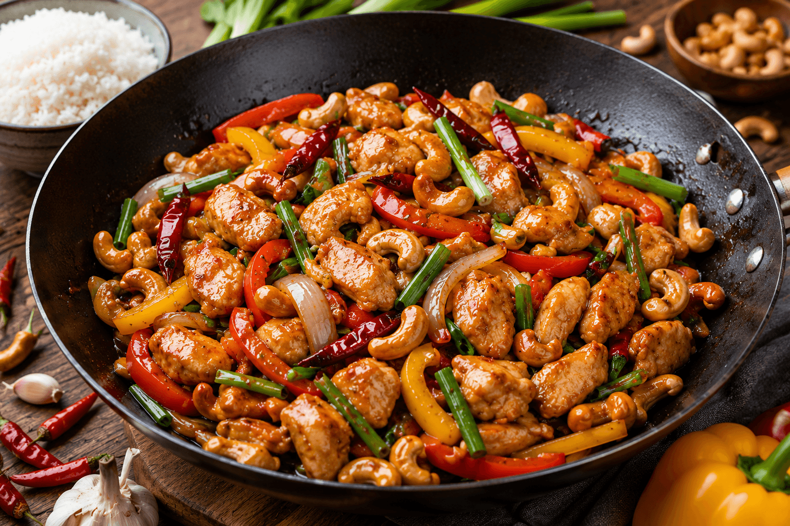 Thaise Cashew Kip Roerbak.