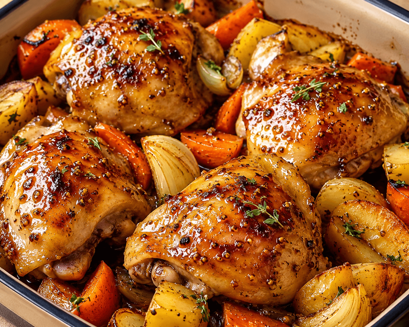 Honing-mosterdkip uit de oven.