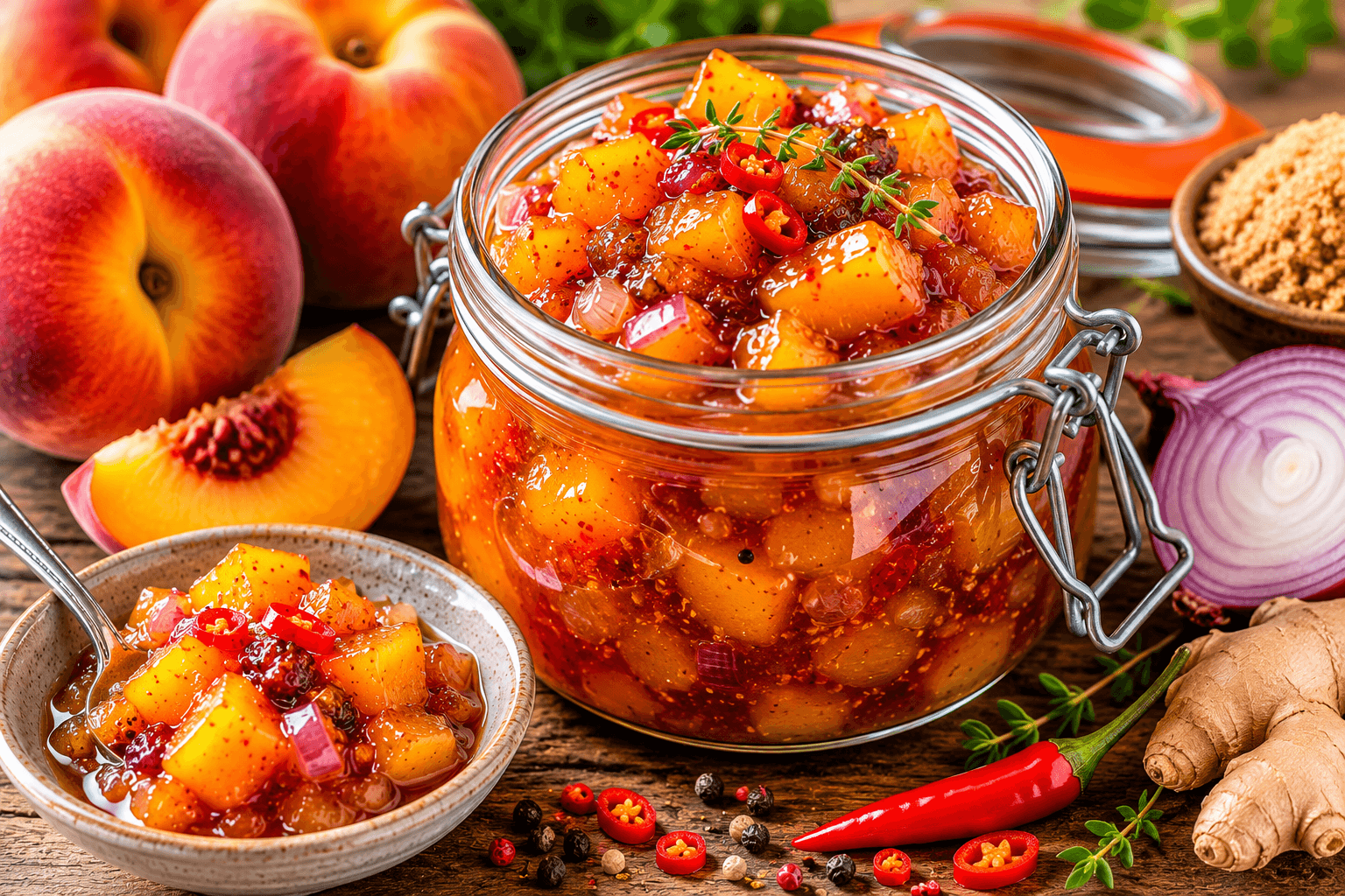 Perzikchutney.