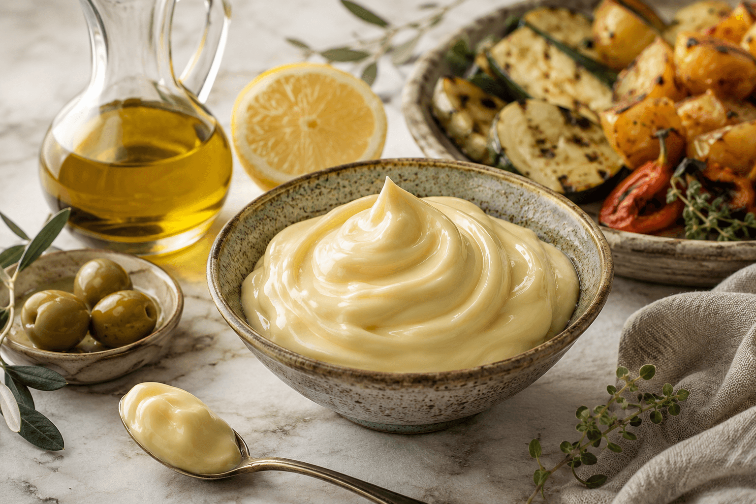 Olijfoliemayonaise.