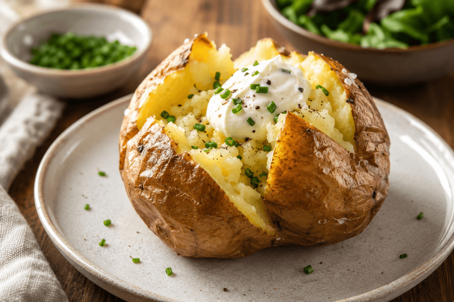 Gepofte aardappel.
