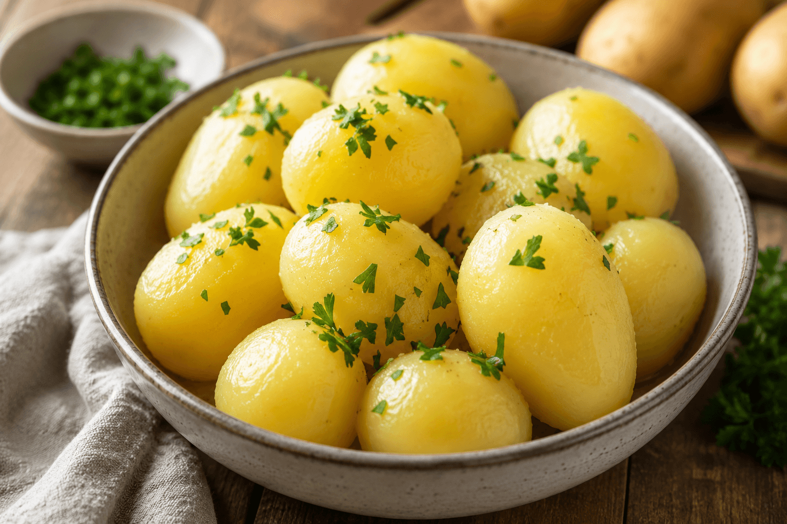 Gekookte aardappelen.