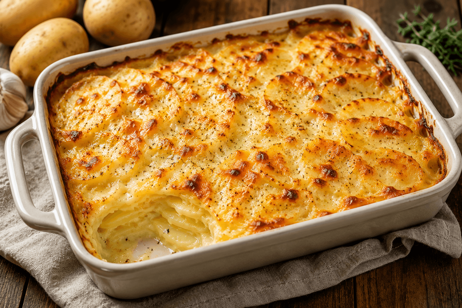 Aardappelgratin.