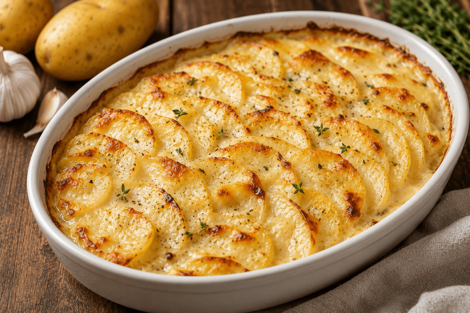Dauphinoise aardappelen.