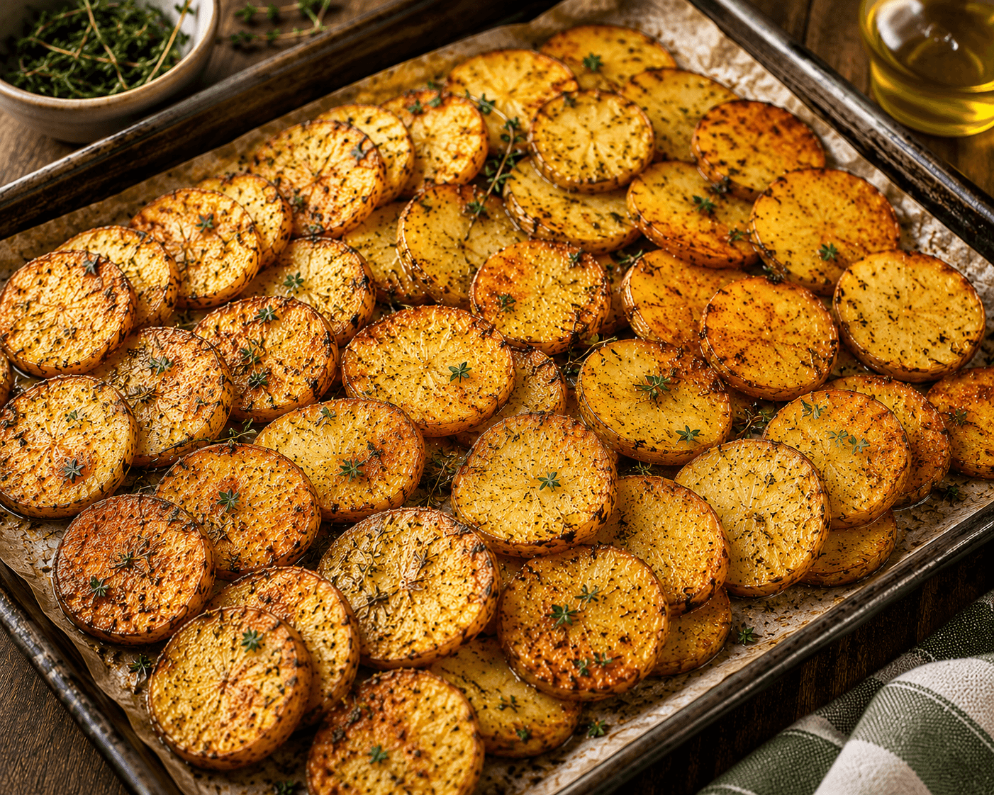 Aardappelschijfjes uit de oven.