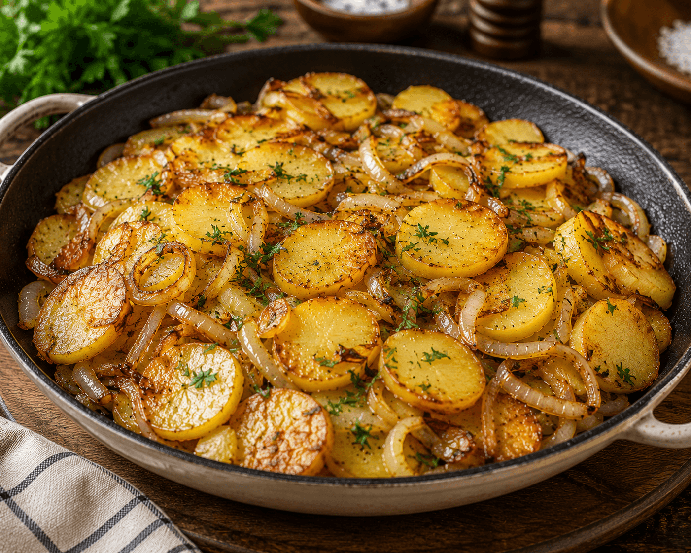 Lyonnaise-aardappelen.