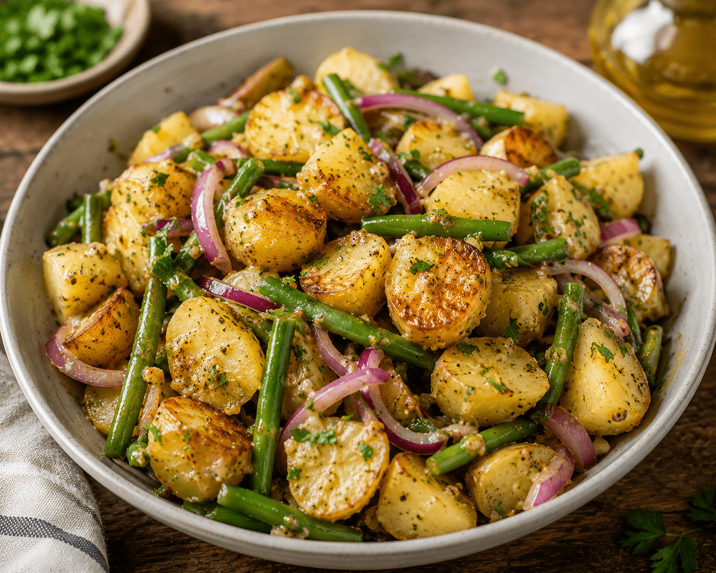 Warme aardappelsalade.
